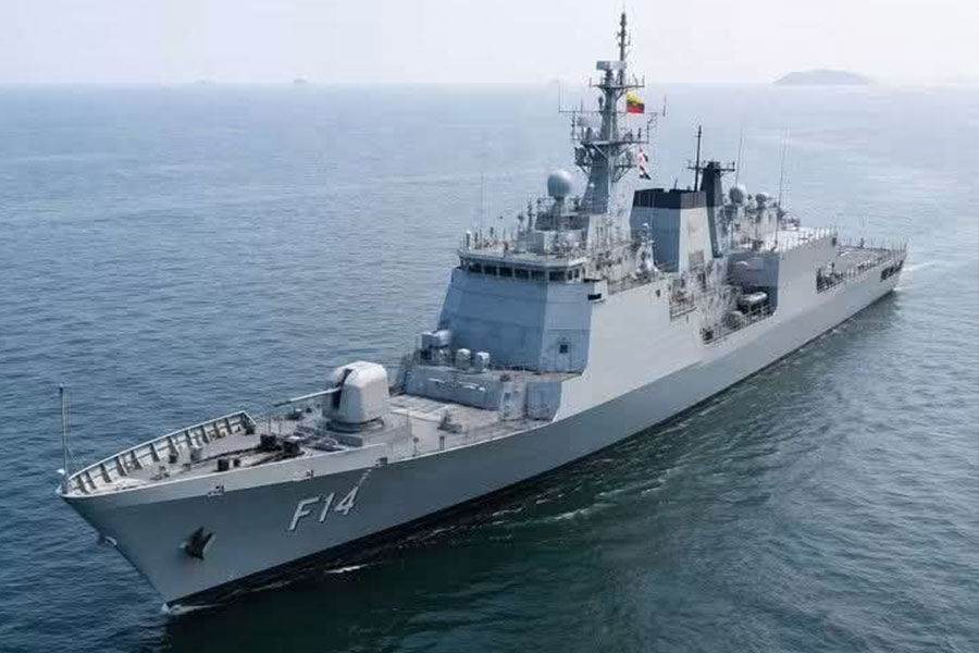 Junta naval warships seen patrolling coastal waters. Photo: MOI