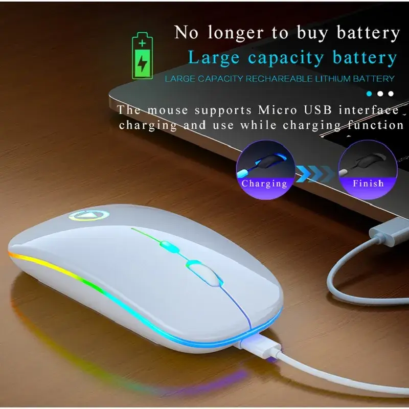 Thumbnail: RGB Wireless Silent Ergonomic Rechargeable LED Optical Mouse