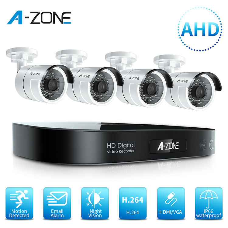 Thumbnail: 2MP AHD 1080P DVR Security Camera Kit 4CH IR CCTV System
