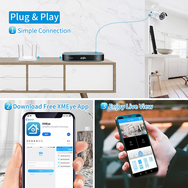 Thumbnail: 2MP AHD 1080P DVR Security Camera Kit 4CH IR CCTV System