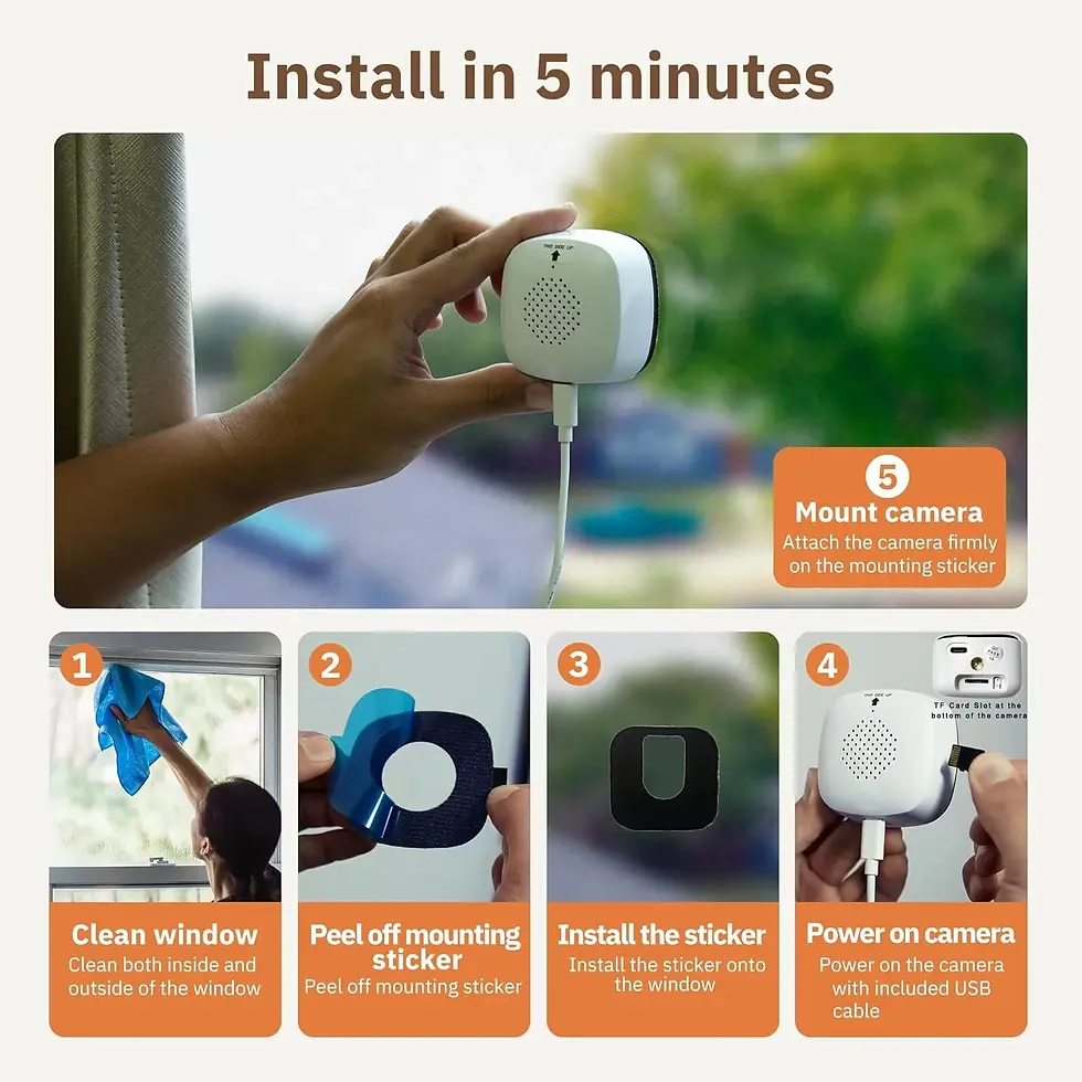 Thumbnail: Mini 3MP WiFi Window Camera Full Color Night Vision Security Cam