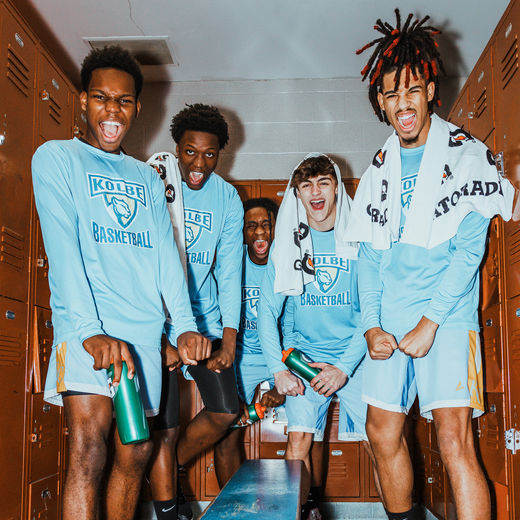 Boys division team getting hyped up in the locker room