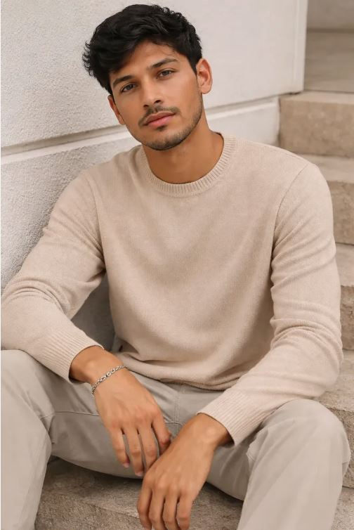 Miniatura: SWEATER SLIM LISO CON ESCOTE REDONDO LANA ART. 8558