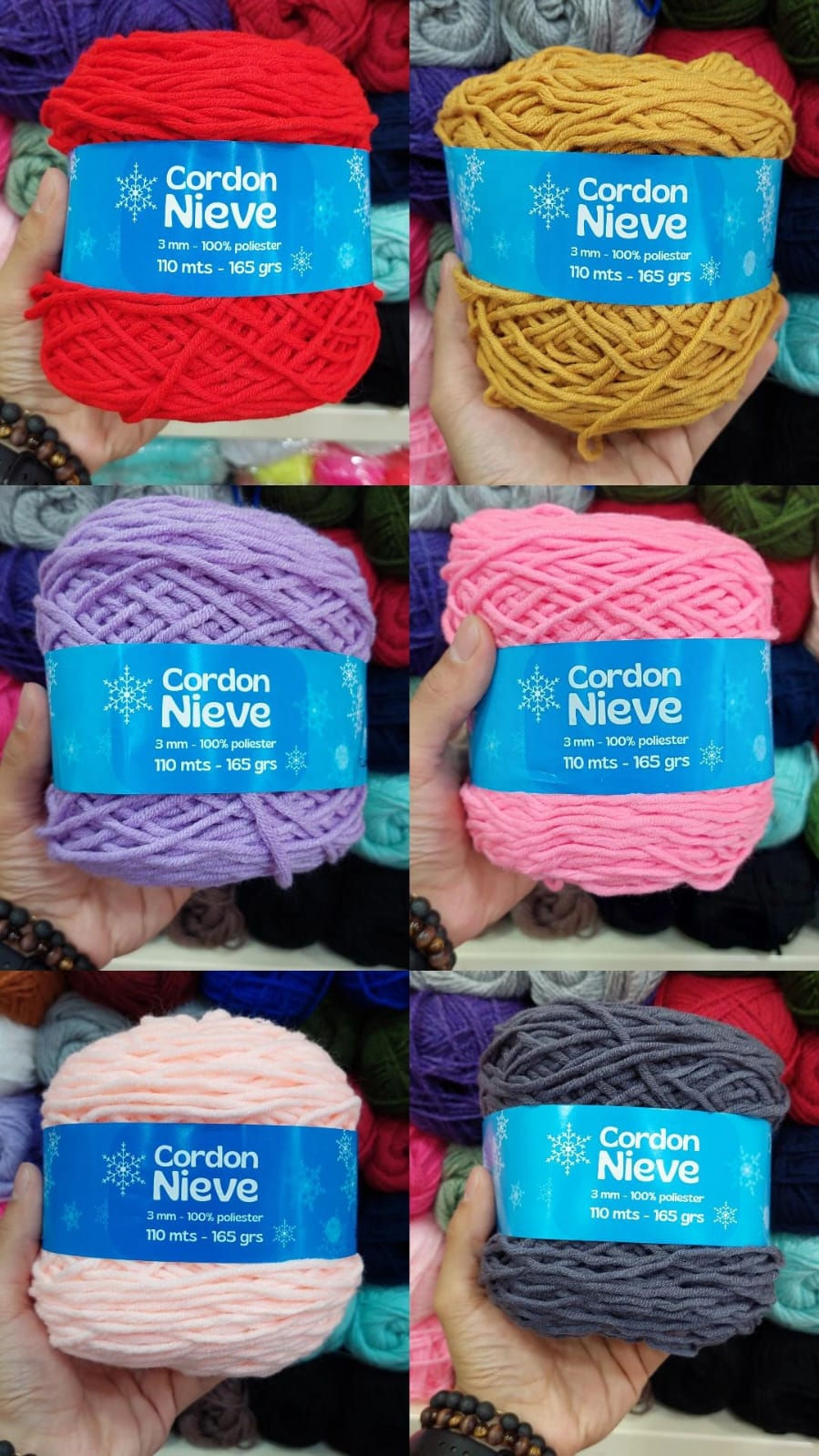 Miniatura: OVILLOS "NIEVE" DE 165 GR ,CORDON DE CASHMILON DE 8 CABOS