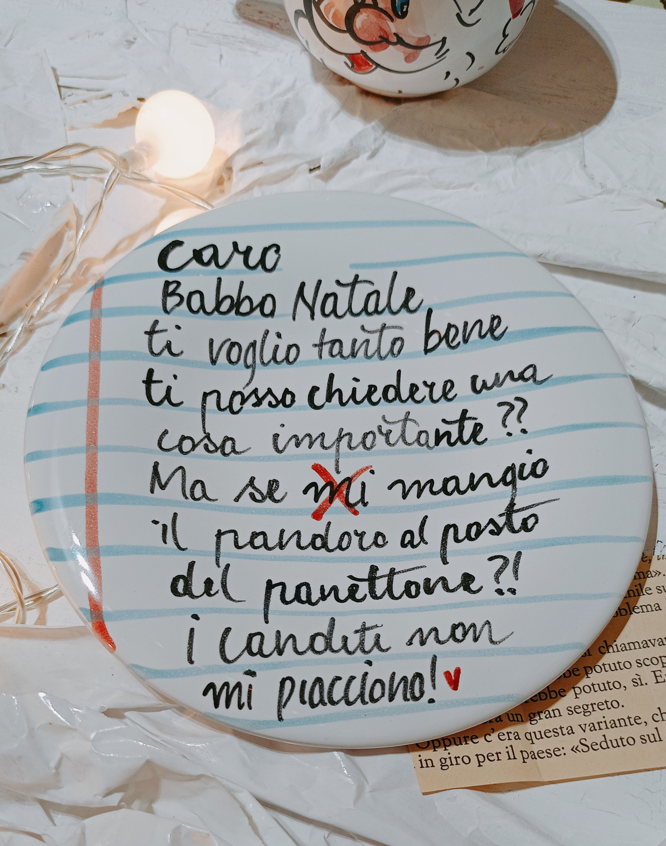Piatto quaderno: caro babbo Natale ti voglio tanto bene... 