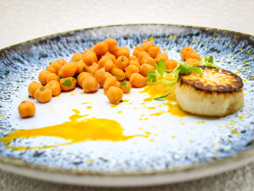 Scalloped Shaped Daikon & Coconut Curry Sauce Paired with Stags' Leap Viognier