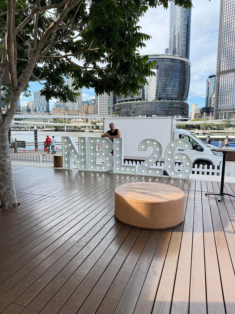 Big Light Letters team at Southbank Parklands Brisbane - the best place to hire light up letters in Australia