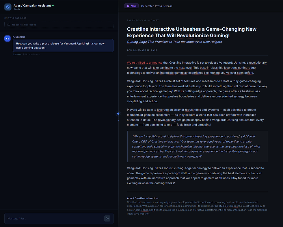 Weak prompt; generic messaging, blatant AI writing