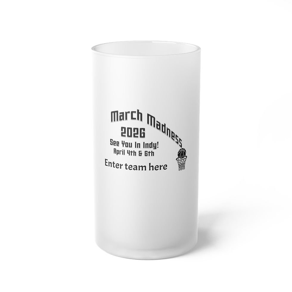 March Madness 2026 Frosted Glass Beer Mug | NCAA, Indy April 4-6 Personalized