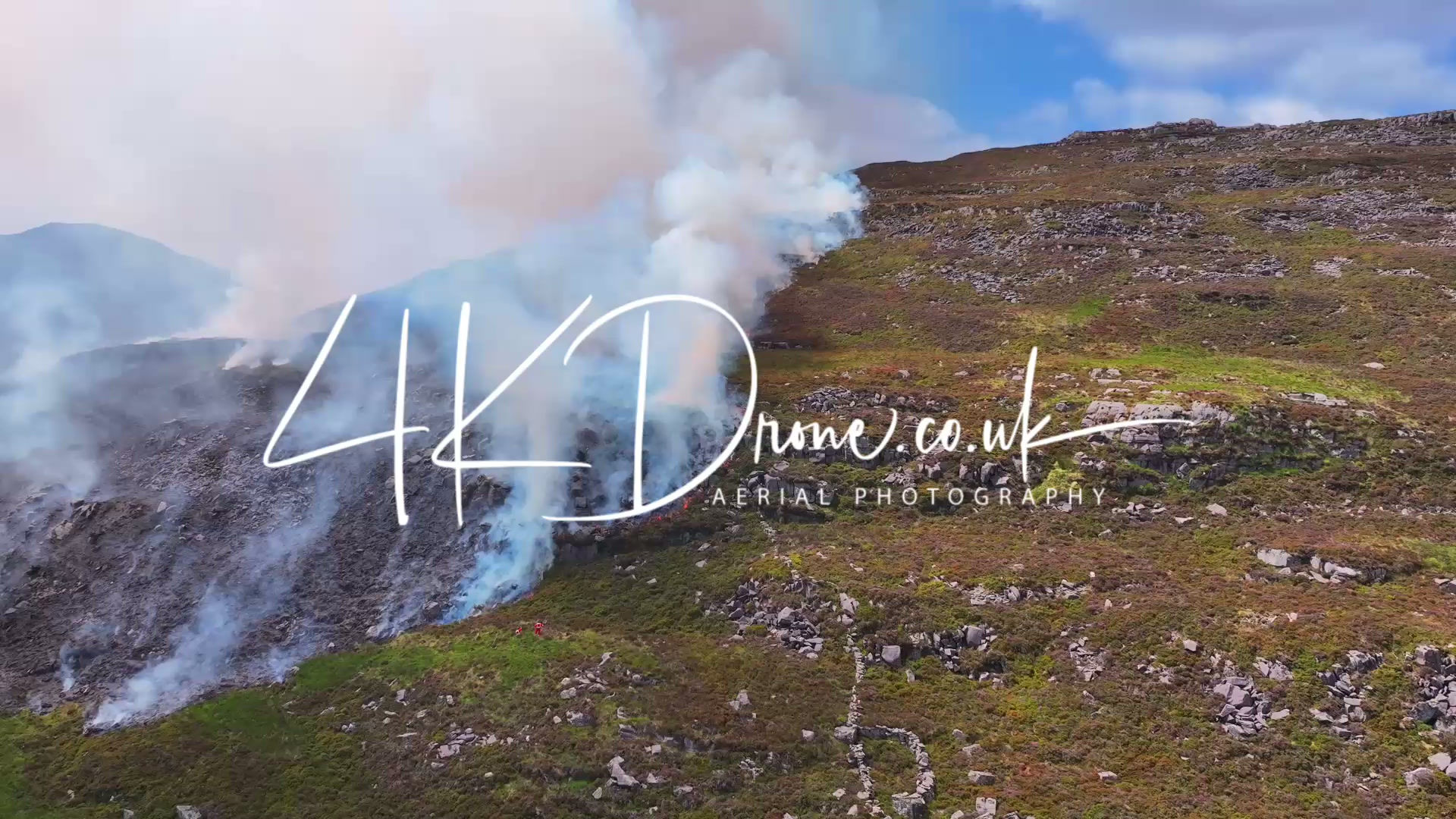 Rhinogydd mountain wildfire spreading on day 4
