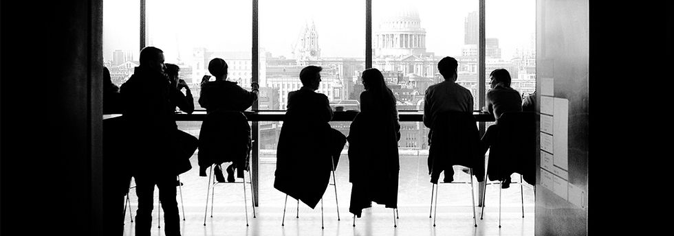 Team gathered in an office