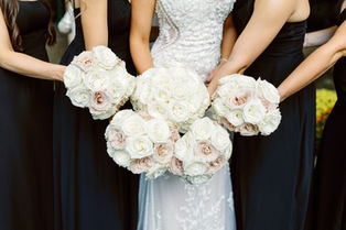 Bridesmaid Dresses. Bridal Bouquet. Bridesmaid Bouquets. Wedding Dress.