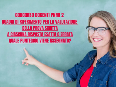 Concorso Docenti PNRR 2, PROVA SCRITTA: Quadri di riferimento per la sua VALUTAZIONE. I QUESITI saranno a risposta multipla? A ciascuna RISPOSTA ESATTA O ERRATA quanti punti vengono assegnati?