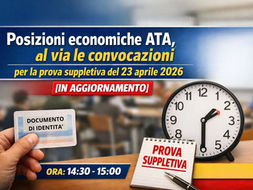 Posizioni economiche ATA, al via le convocazioni per la prova suppletiva del 23 aprile 2026 [IN AGGIORNAMENTO]
