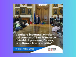 Concorso nazionale “San Francesco d’Assisi: il pensiero, l’opera, la cultura e la sua eredità”, il Ministro Valditara ha incontrato i vincitori della I° edizione al Ministero dell'Istruzione