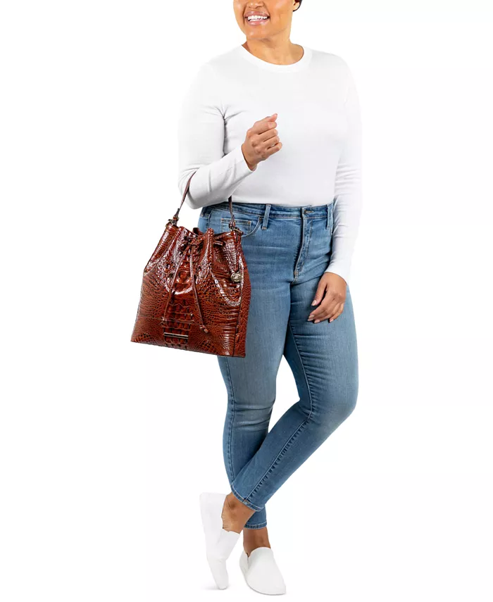 Thumbnail: Nisha Embossed Leather Shoulder Bag