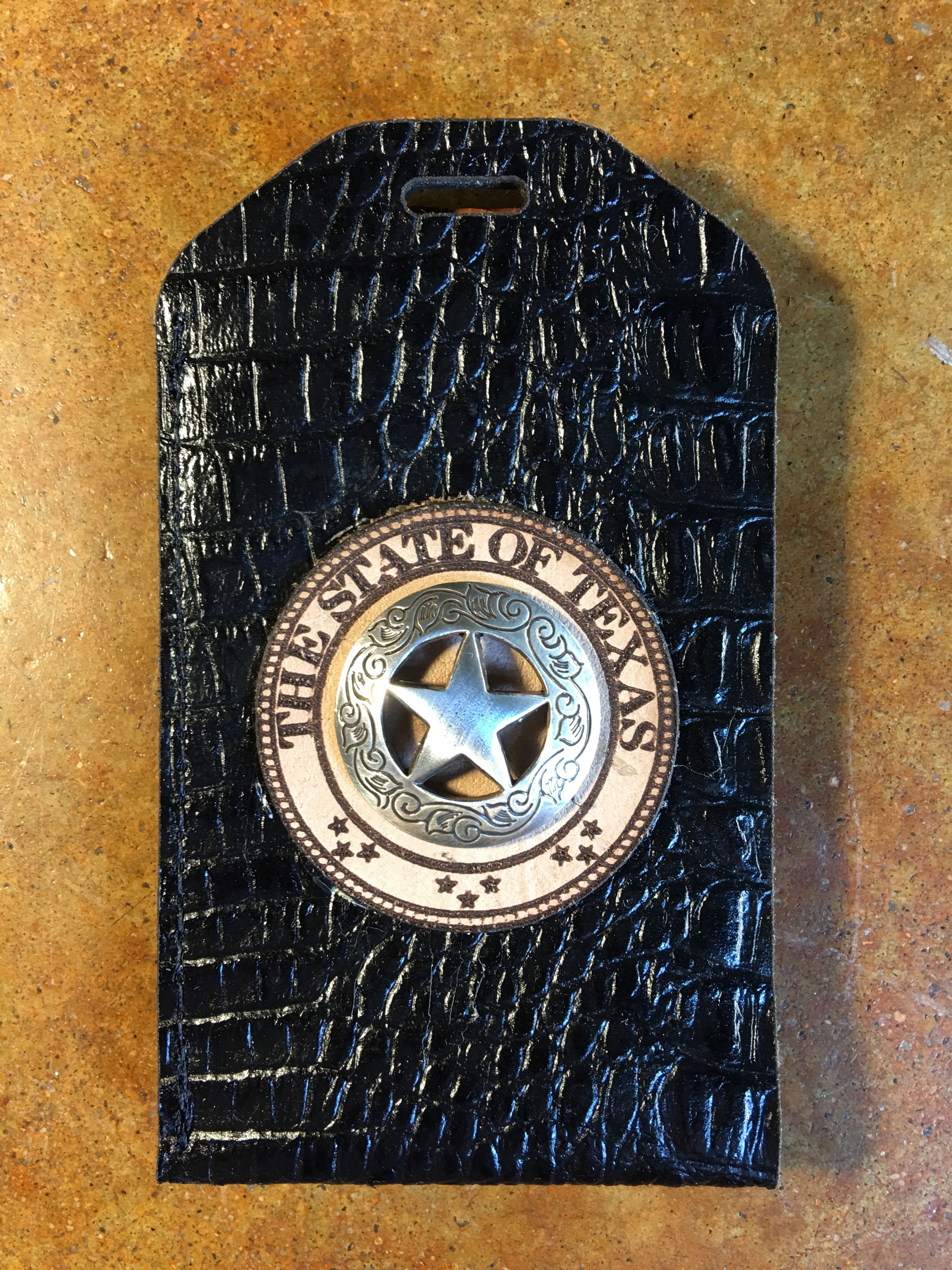 Black Gator Leather ID/Badge Holder