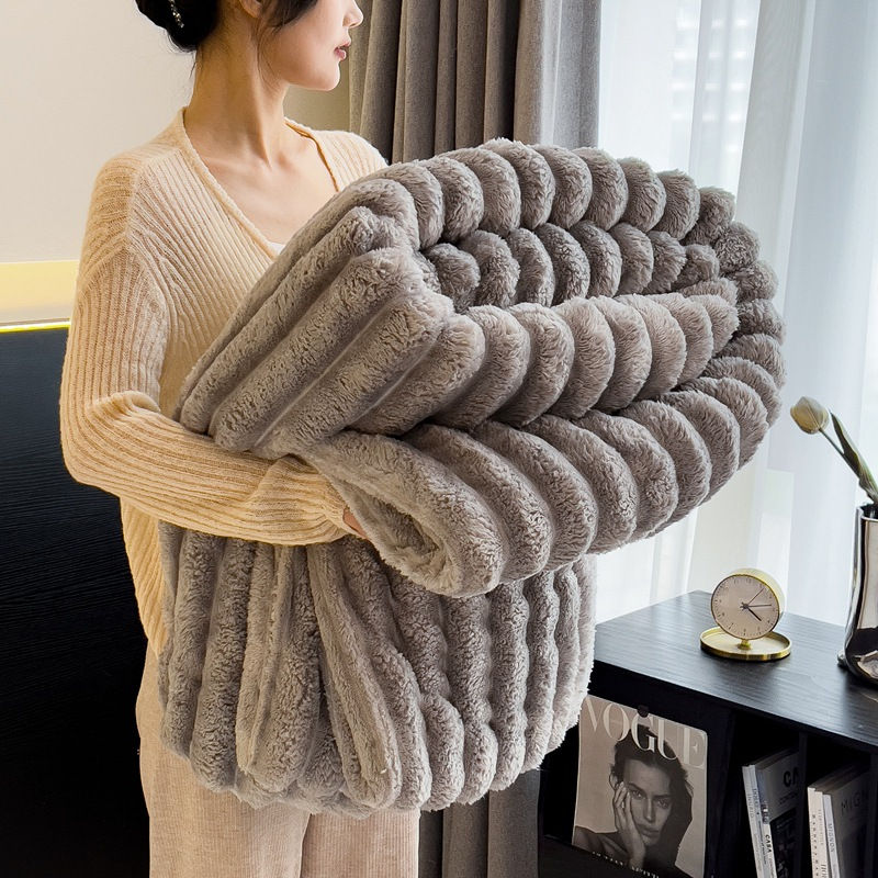 Thumbnail: Cloud Ribbed Faux Fur Throw Blanket