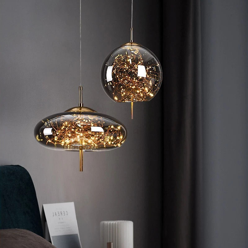 Thumbnail: Stardust Smoked Glass Pendant Light
