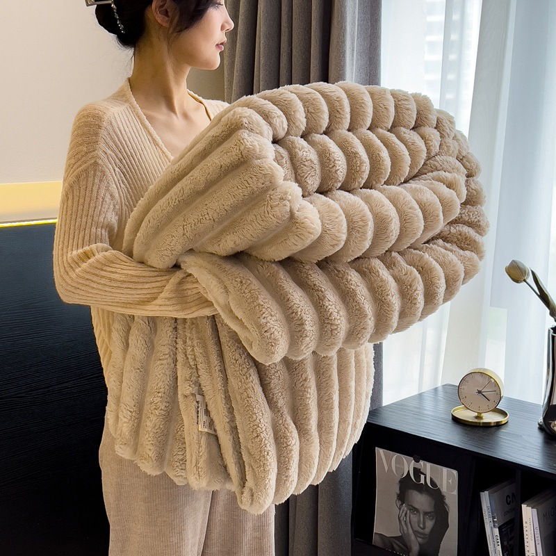 Thumbnail: Cloud Ribbed Faux Fur Throw Blanket
