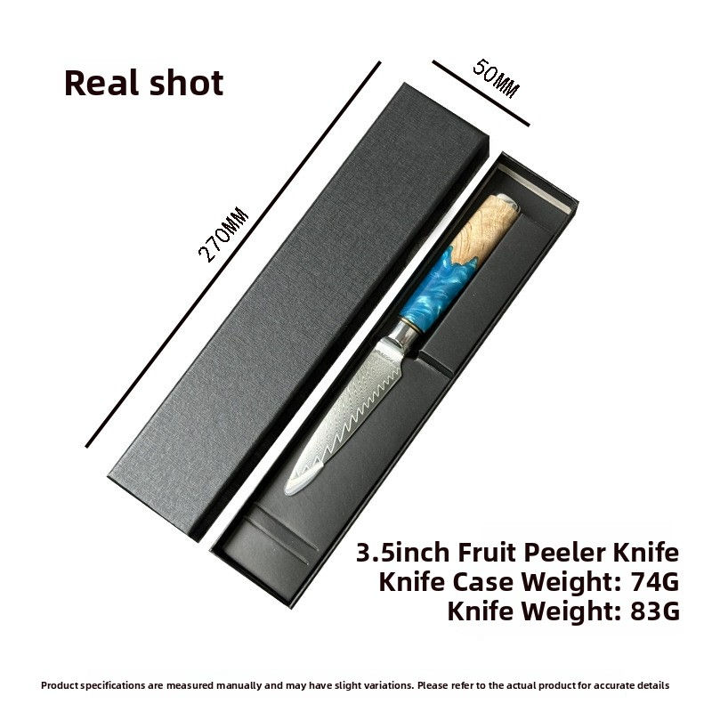 Thumbnail: Damascus Steel Kitchen Knife with Resin Wood Handle