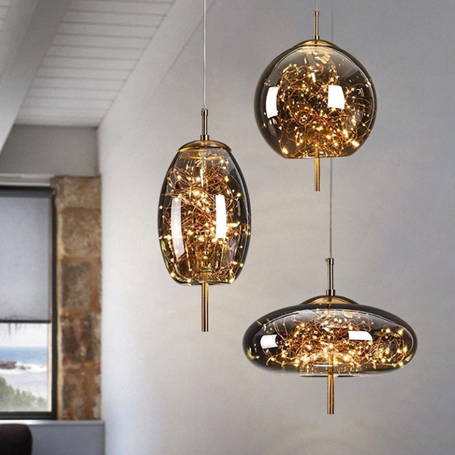 Stardust Smoked Glass Pendant Light