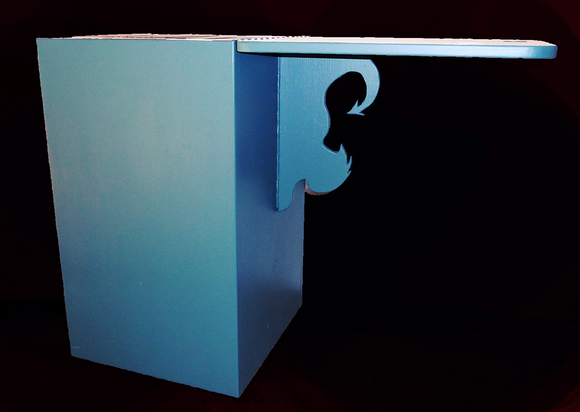 complément bureau BLEU sur roulette (ouvert de coté