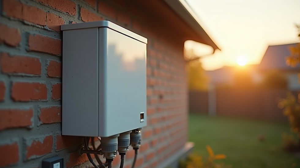 Eye-level view of a solar battery installation in a home setting