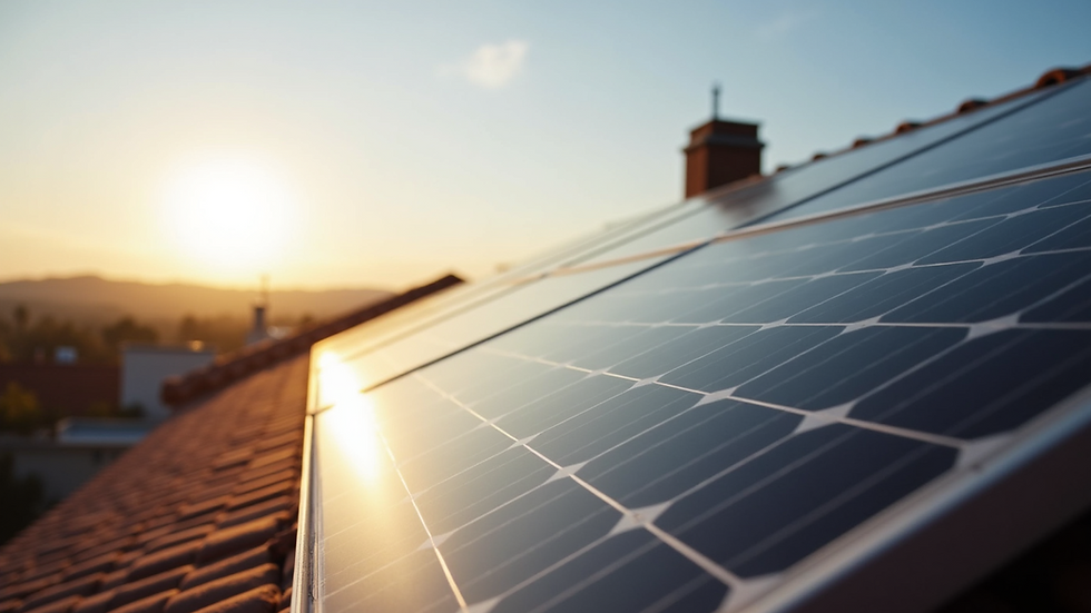 Close-up view of solar panels on a roof under sunlight