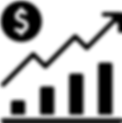 Net worth growth icon with upward graph and dollar symbol