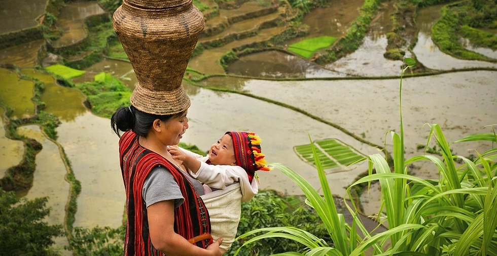 Filipino Mom carrying her baby