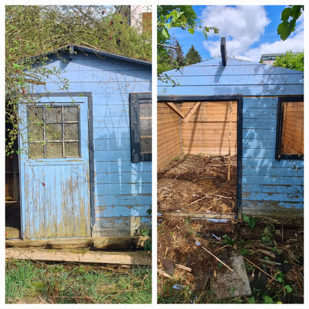Démontage ancien chalet de jardin