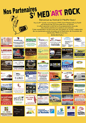 Partenaires et sponsors du festival St Med'Art Rock, spectacle musical et artistique qui aura lieu le samedi 10 juin 2017 à Saint-Médard d'Aunis, Charente-Maritime, France