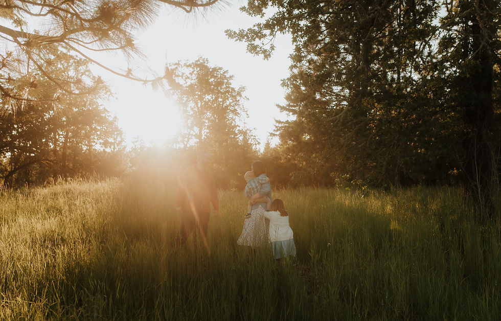 a family walks at Cooper mountain nature park in beaverton