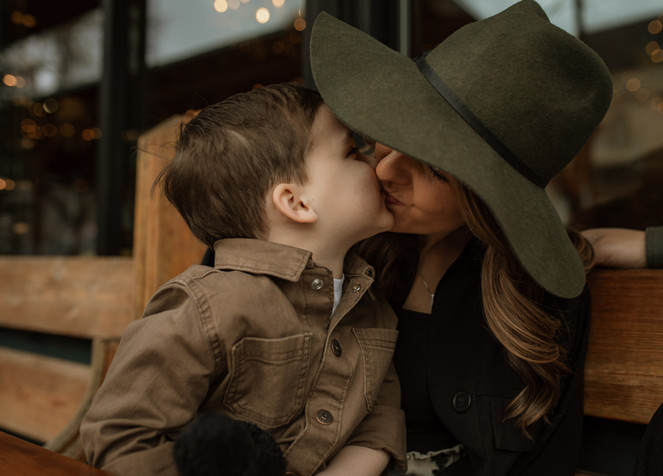son kisses mom