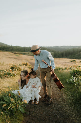 family smells wildflowers