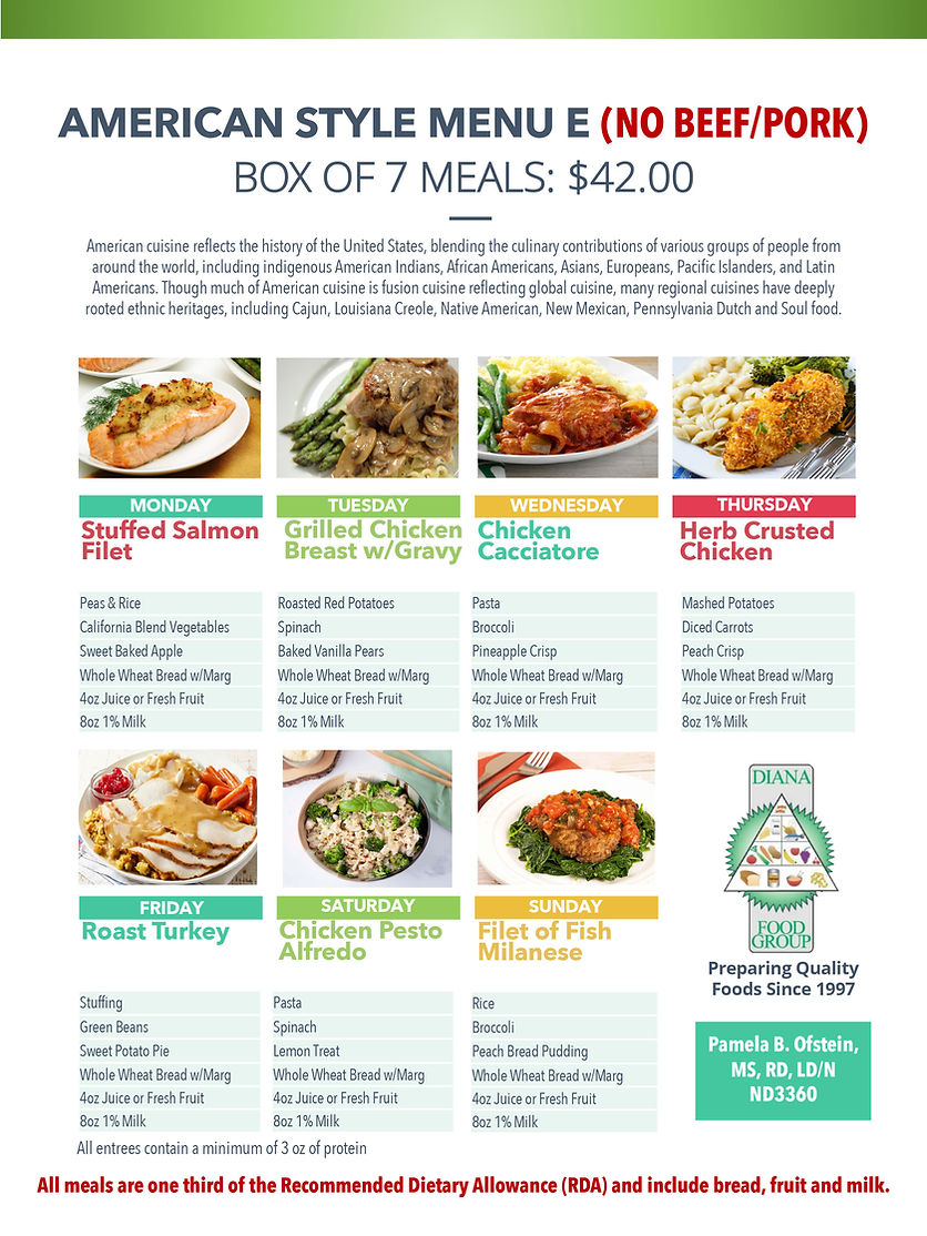 Home Deliverd Meals AMERICAN Catalog E.j