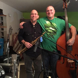 My friend Jeff Coffin and me after tracking for my record.
