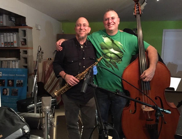 My friend Jeff Coffin and me after tracking for my record.