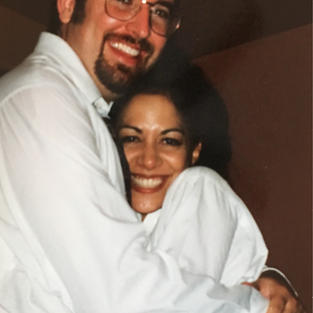 with Sheila E. backstage between sets at Mr. E's 1997