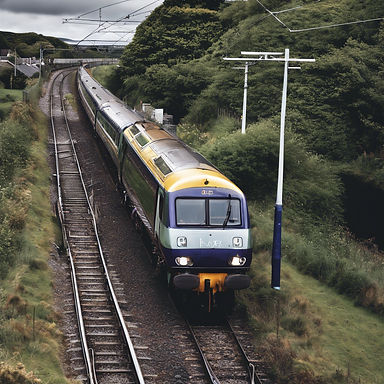 train travelling under a bridge in northern ireland