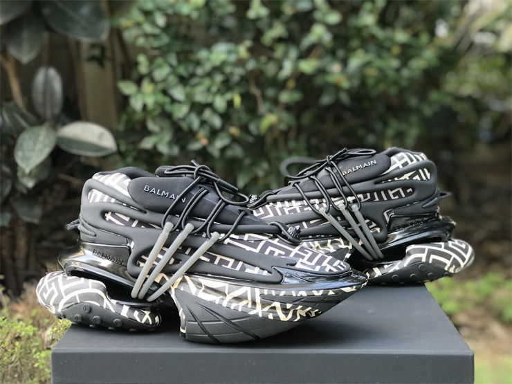 Thumbnail: Balmain Unicorn - Low "Ivory Black Monogram"