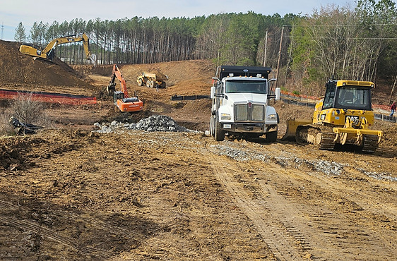 Land clearing equipment on a job site