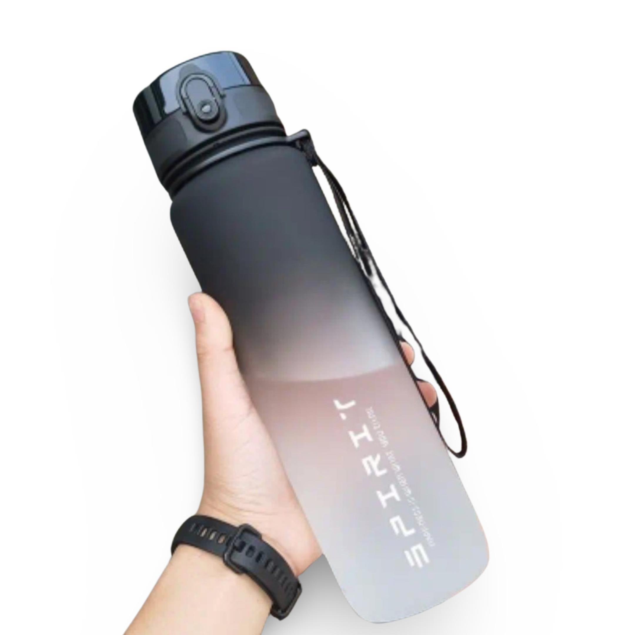 Stilvolle Wasserflasche 1000 ml schwarz / weiss