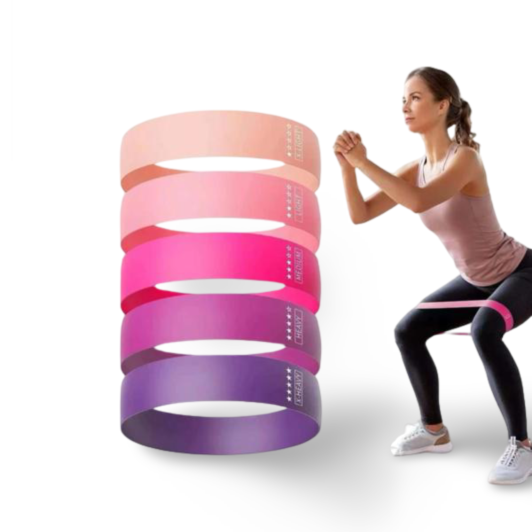 Fitness Widerstandsbänder 5 Stück violett / rosa