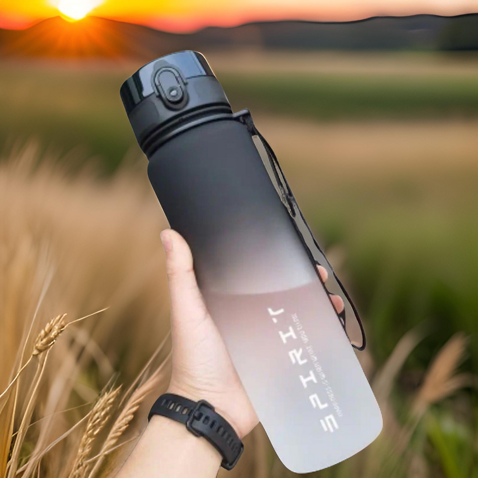 Miniaturbild: Stilvolle Wasserflasche 1000 ml schwarz / weiss