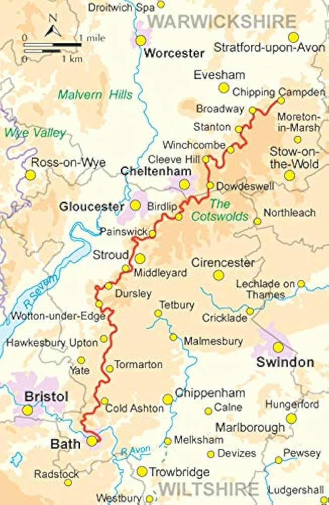 The red line is the Cotswold Way.