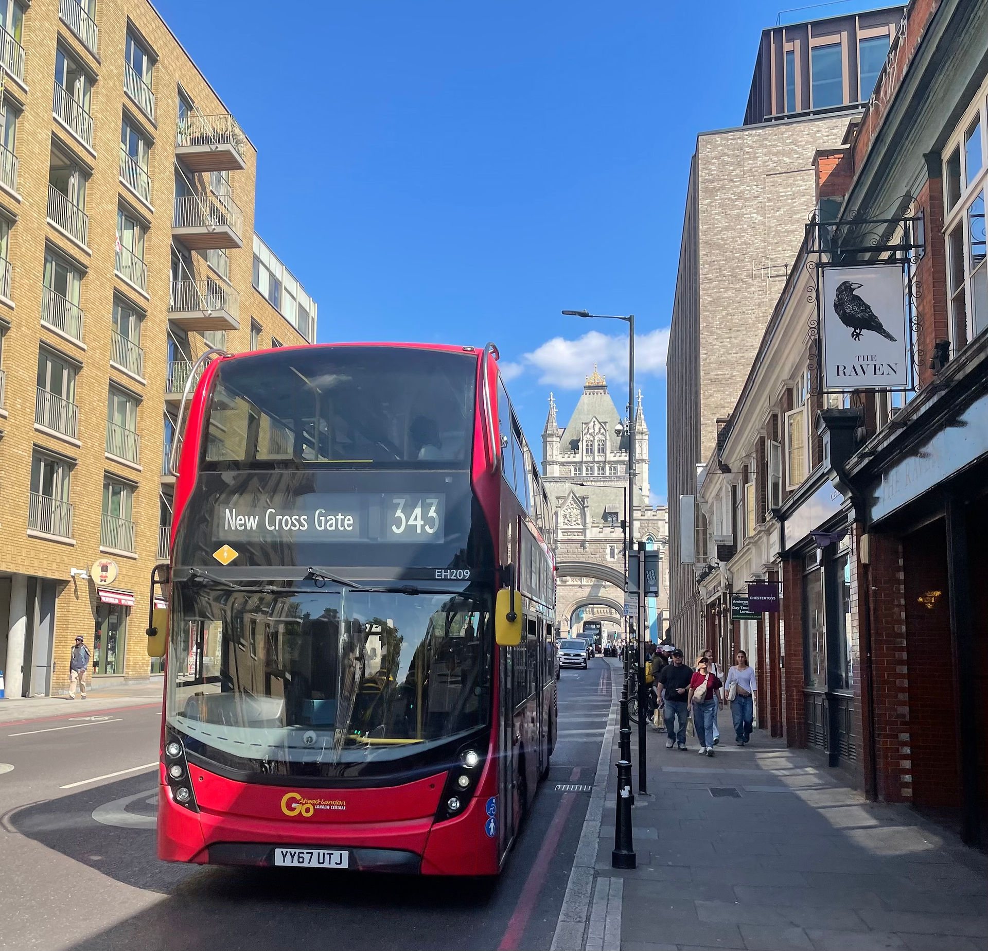 Bus coming from London's Tower Bridge