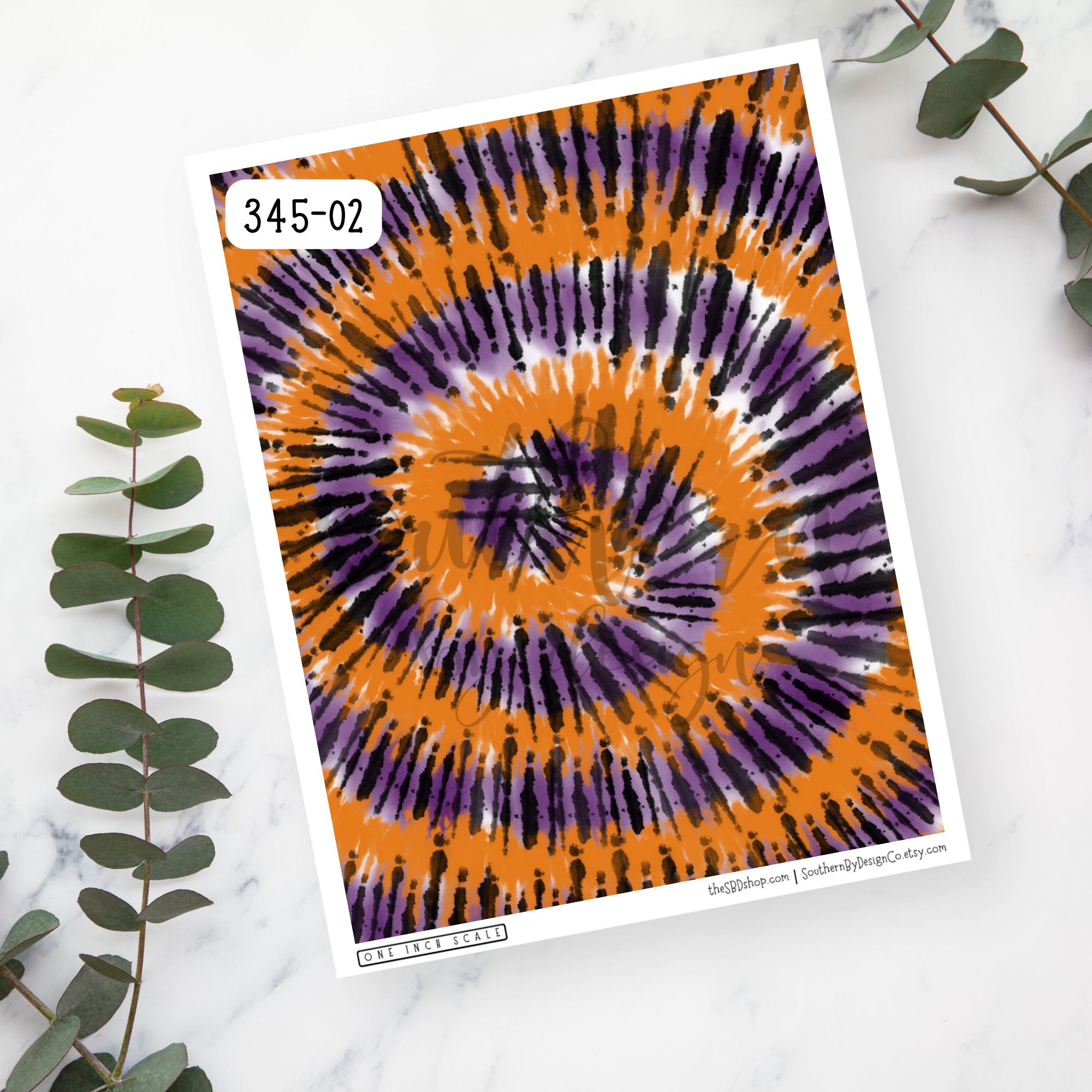 Halloween Watercolor Orange and Purple Tie Dye Polymer Clay Transfer