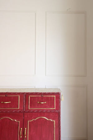 console design, red console, art deco console, english interiors, home dining design